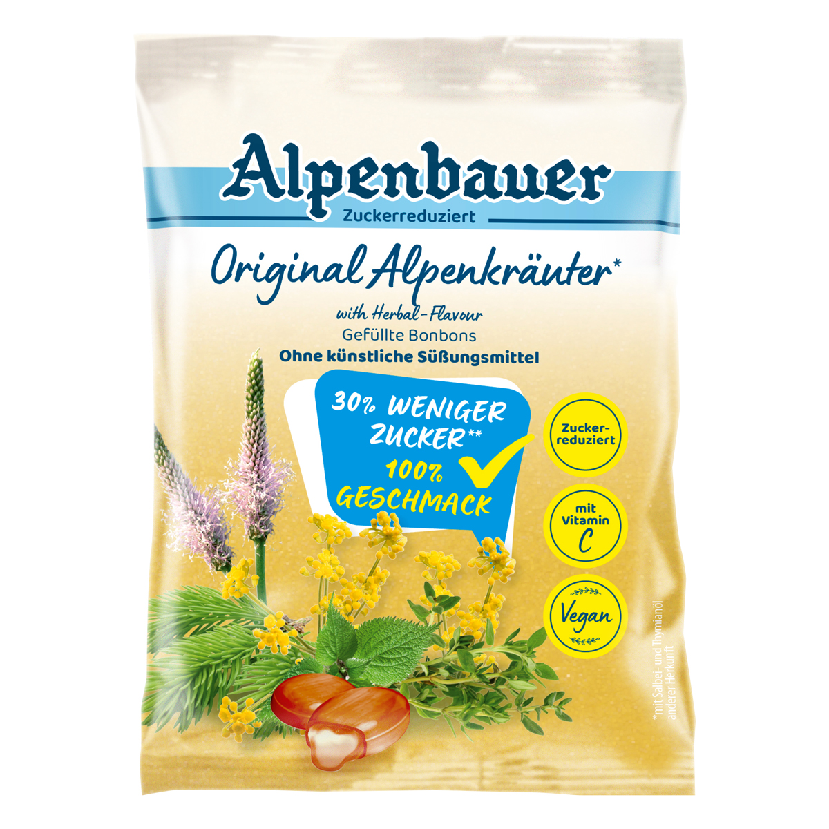 Alpenbauer Alpenkräuter Original gefüllte Bonbons zuckerreduziert 60g