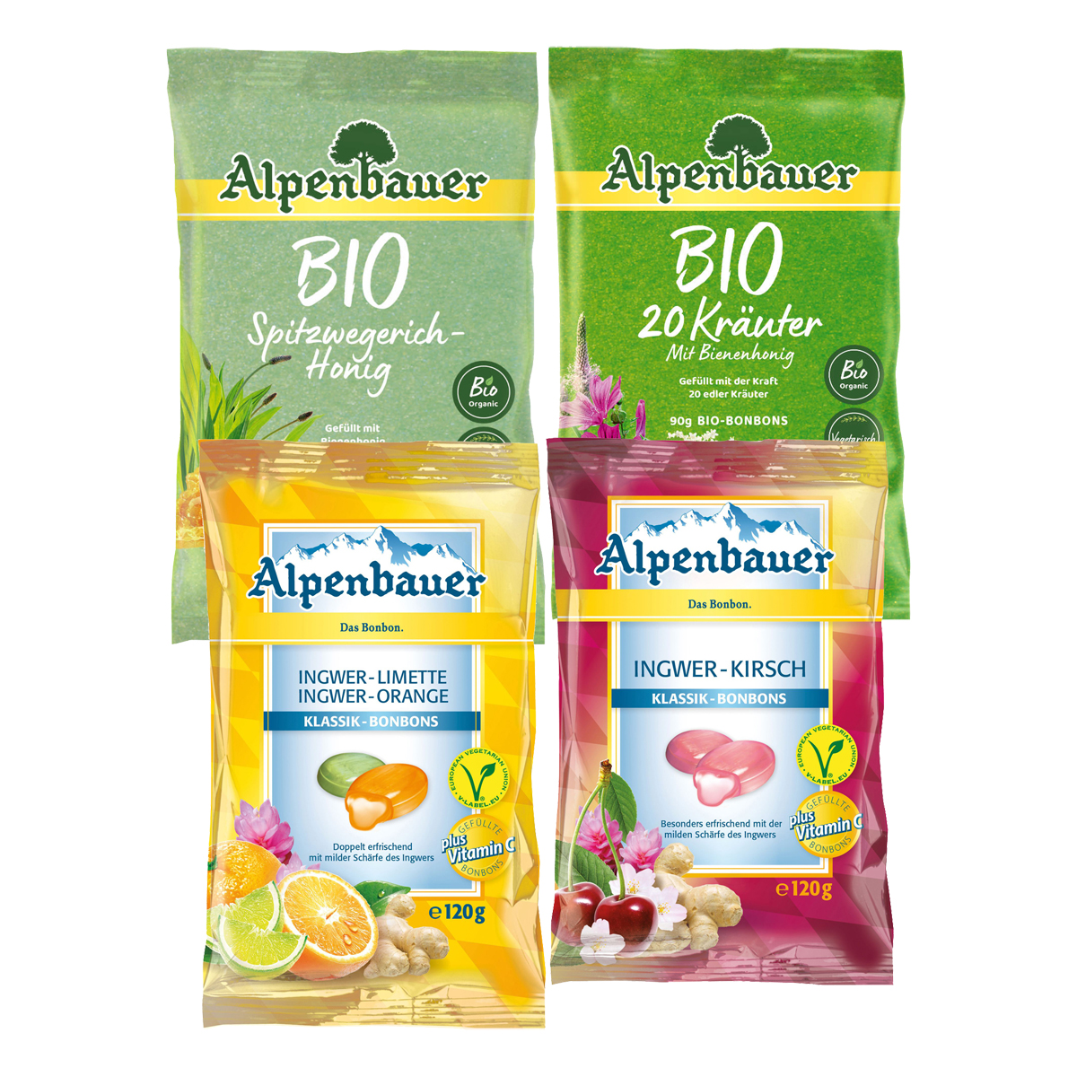 Alpenbauer Bio Bonbons Bio und Klassik Probierset 90g 4er Pack