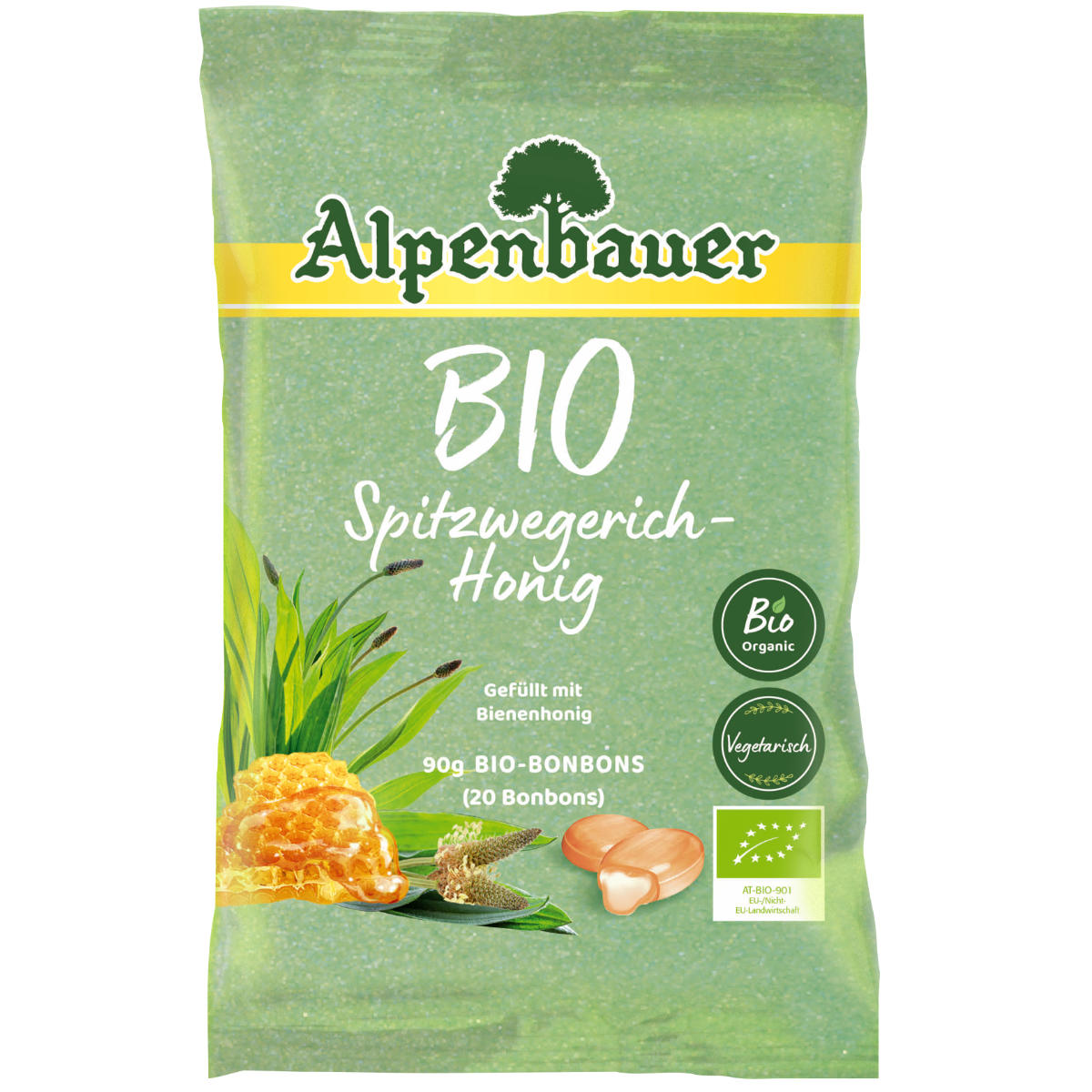 Alpenbauer Bio Spitzwegerich Honig gefüllt mit Bienenhonig 90g