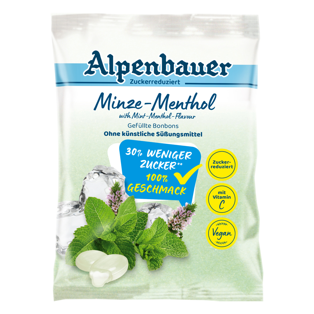 Alpenbauer Minze Menthol Bonbons mit Mint Flower zuckerreduziert 60g