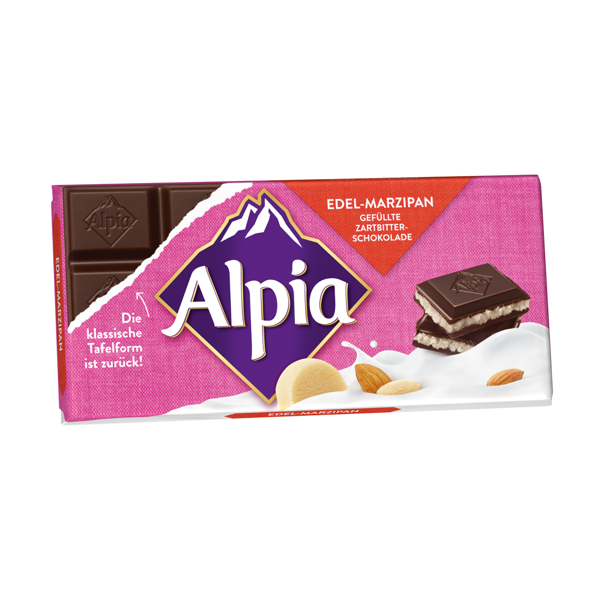Alpia Edel Marzipan Zartbitterschokolade Füllung aus Marzipan 100g