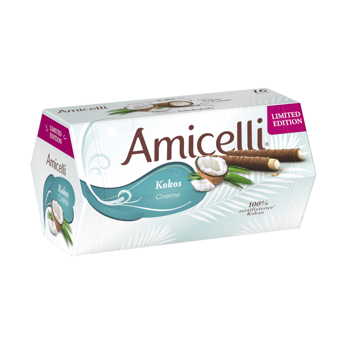 Amicelli Kokos Creme Röllchen Box Limited Edition Packung 200g