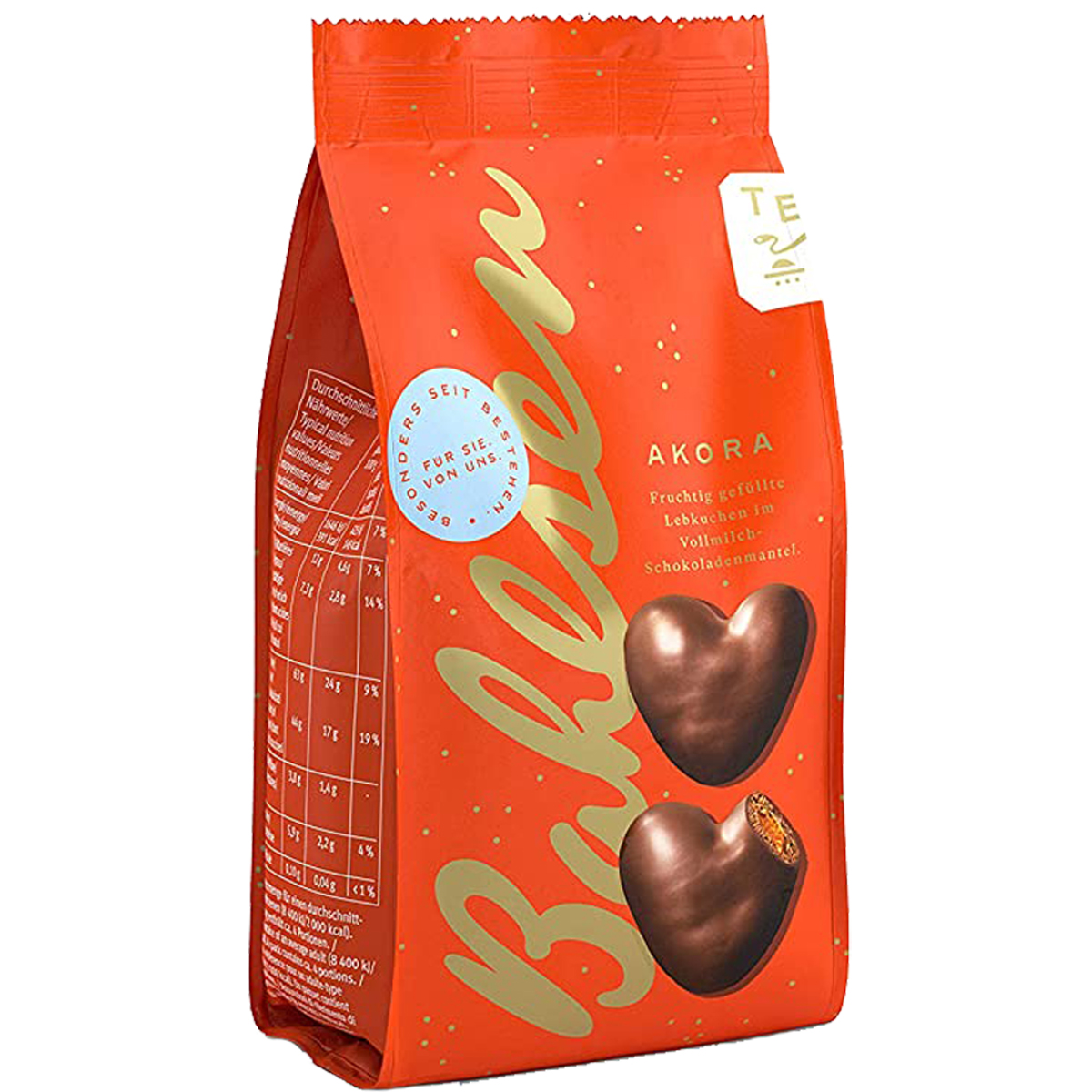 Bahlsen Akora Vollmilch Lebkuchenherzen mit Frucht Füllung 150g 