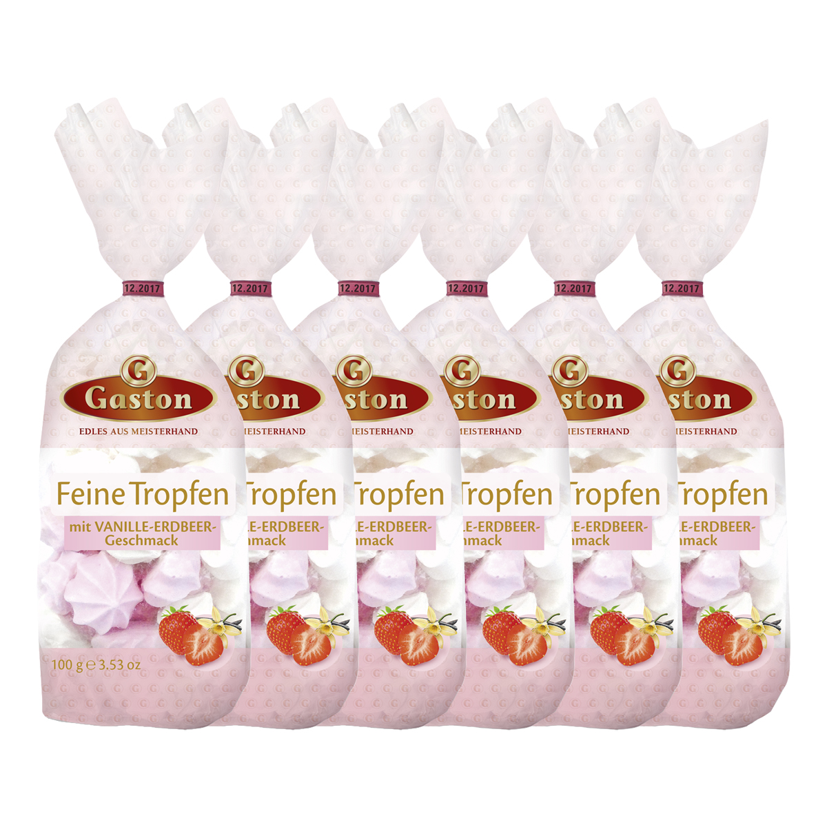 Baiser Mini Tropfen mit Vanille und Erdbeergeschmack 100g 6er Pack