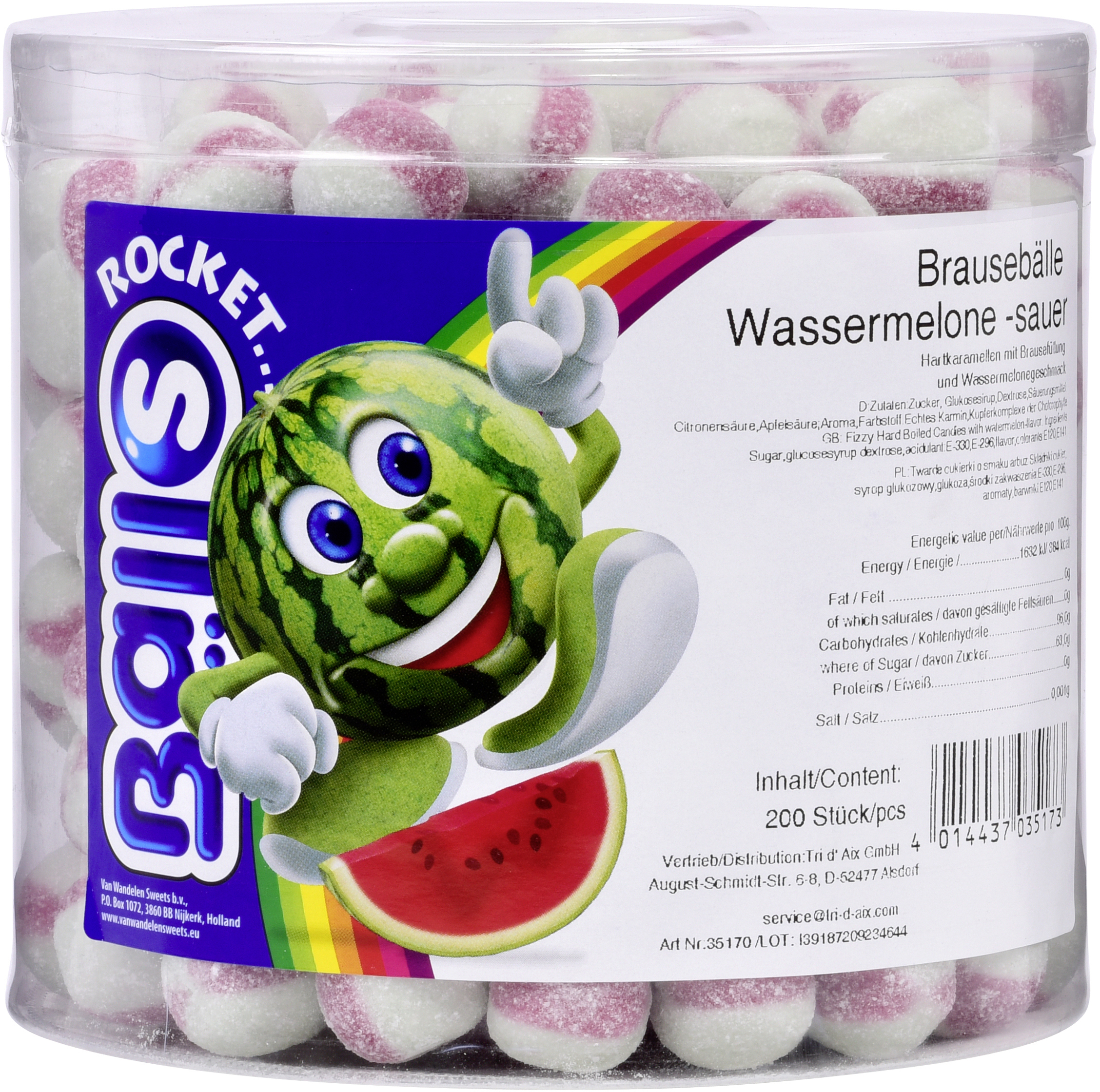 Brausebälle Wassermelone sauer 1440g