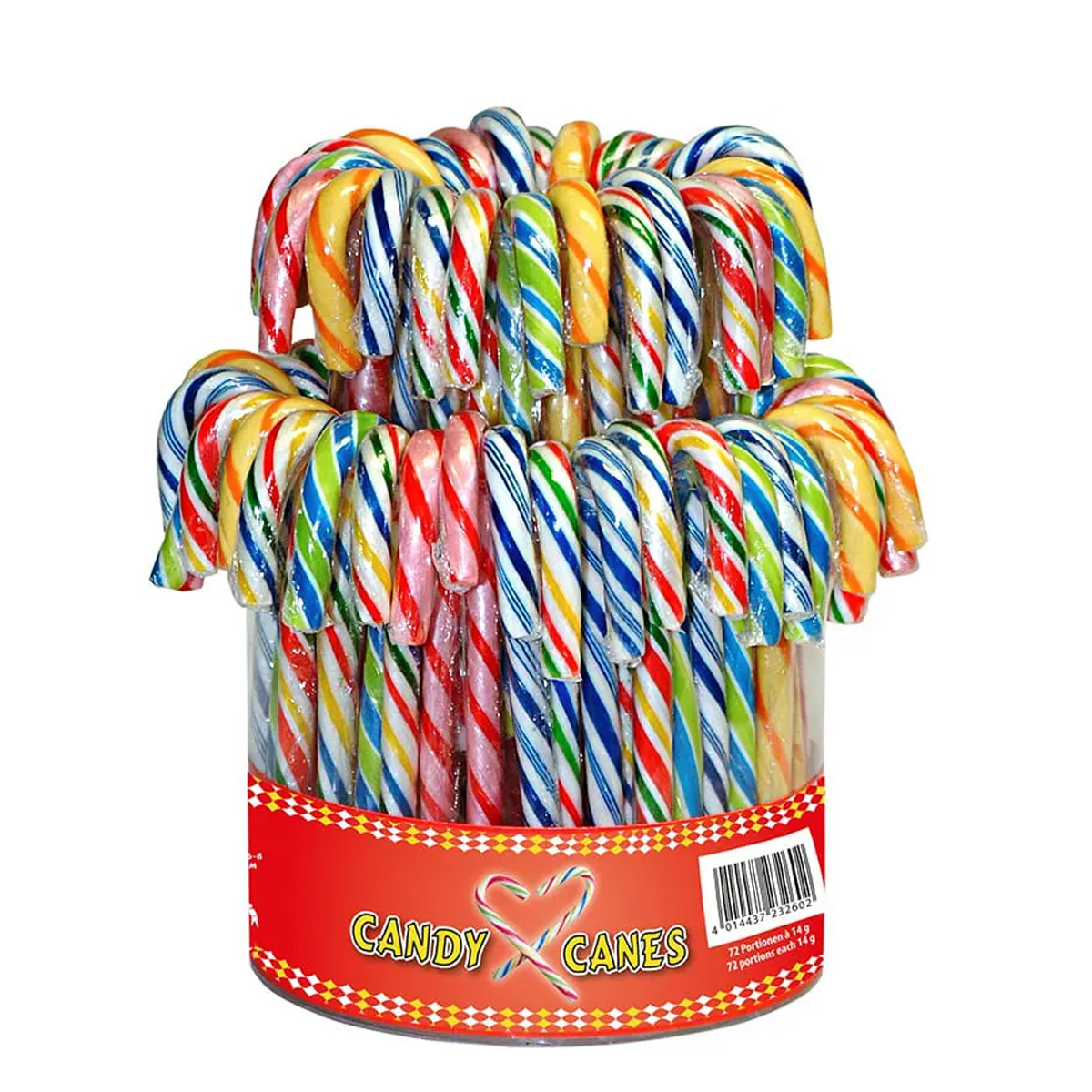 Candy Can bunt gestreifte Zuckerstangen Schirme gebogen 72 Stück 1008g