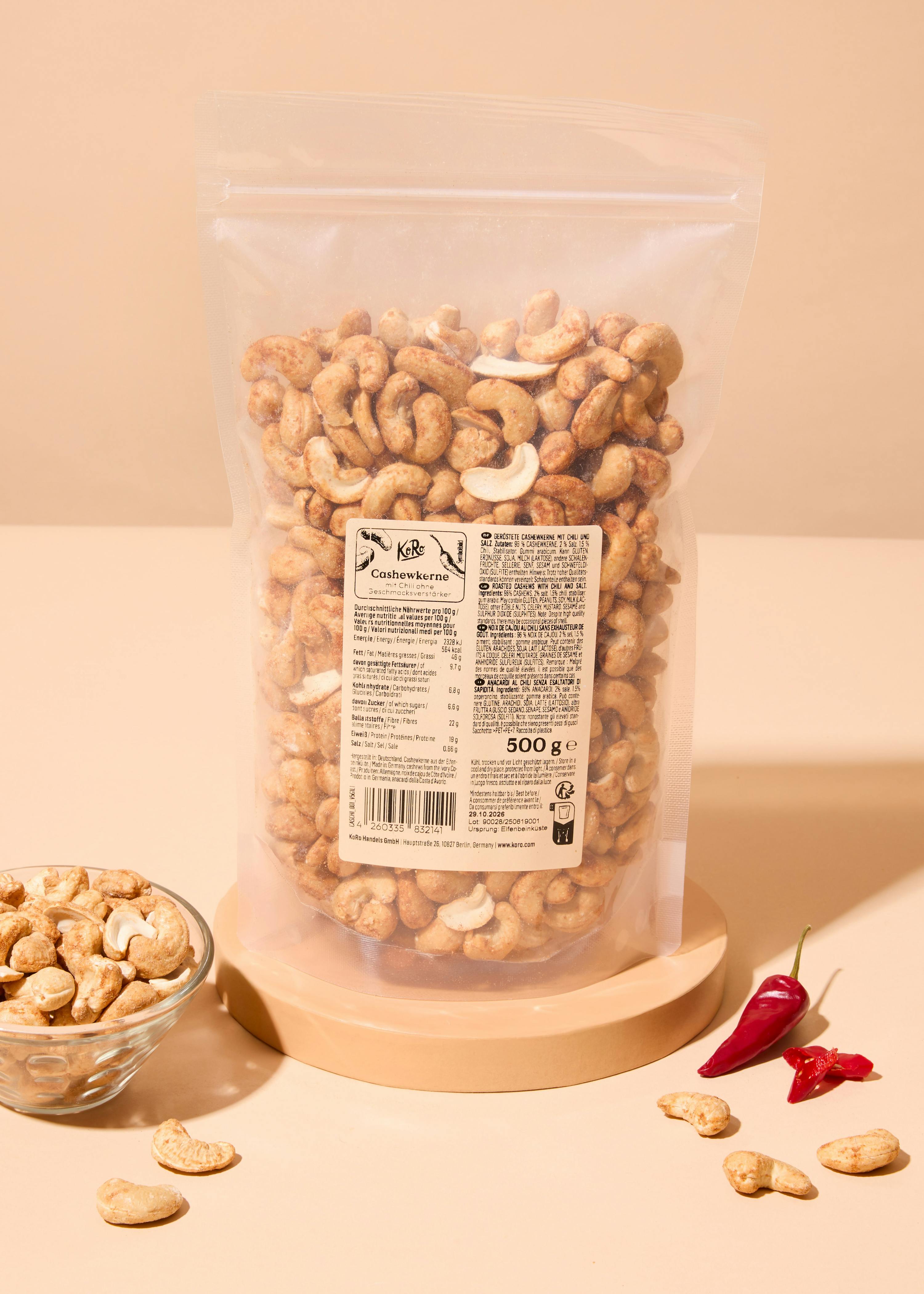Chilli cashews without flavour enhancers 500g