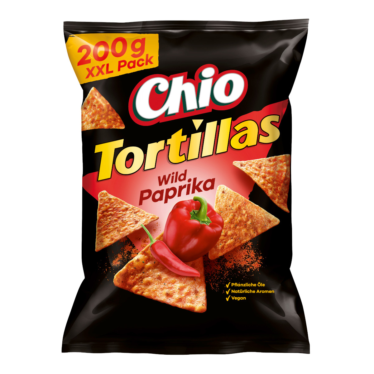 Chio Tortillas Chips Wild Paprika Mais-Snack mit Paprika 200g