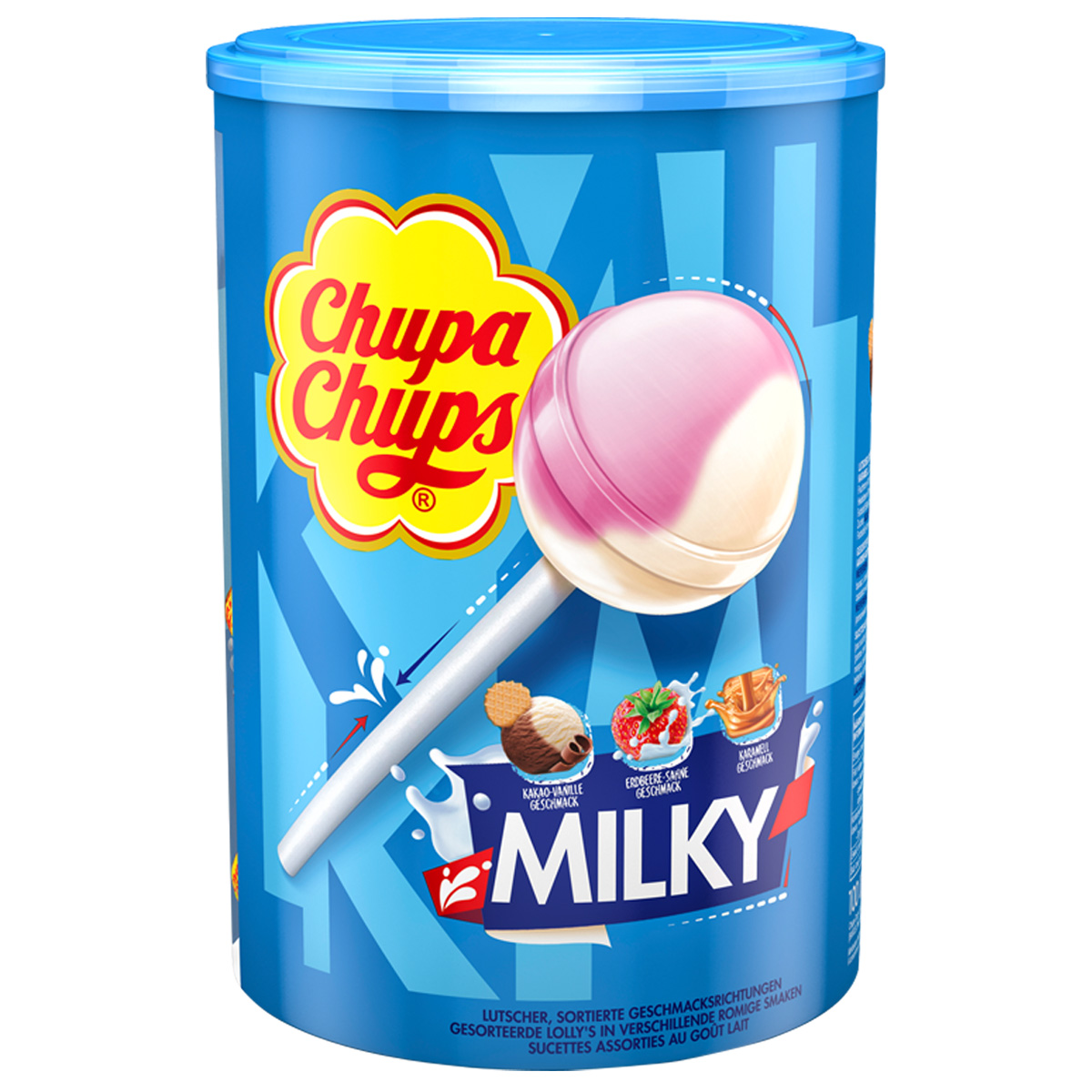 Chupa Chups Lollipops Dose 100 Stück verschiedene Sorten 1200g