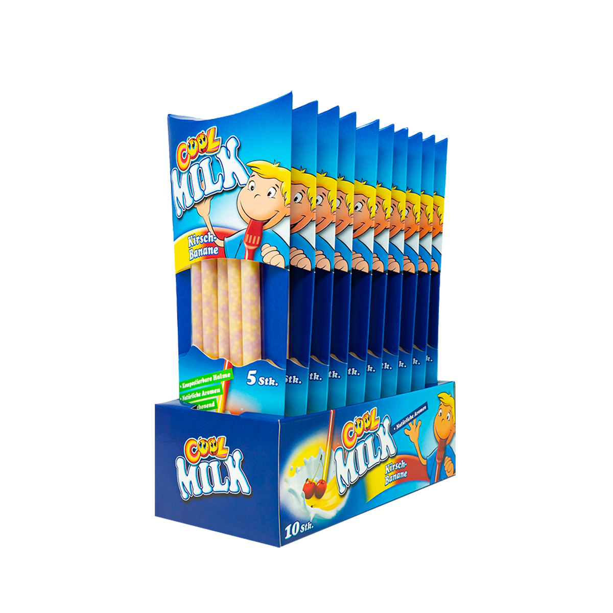 Cool Milk Trinkhalm mit Kirsch Banane und Granulat 30g 10er Pack