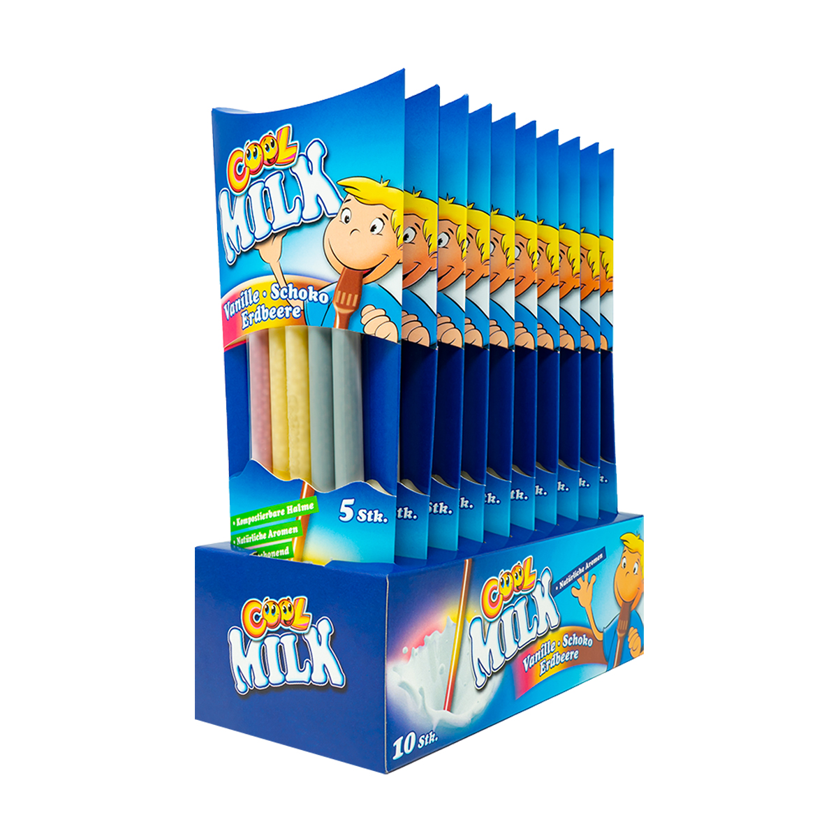 Cool Milk Trinkhalm Vanille Schoko Erdbeere 5er 30g 10er Pack