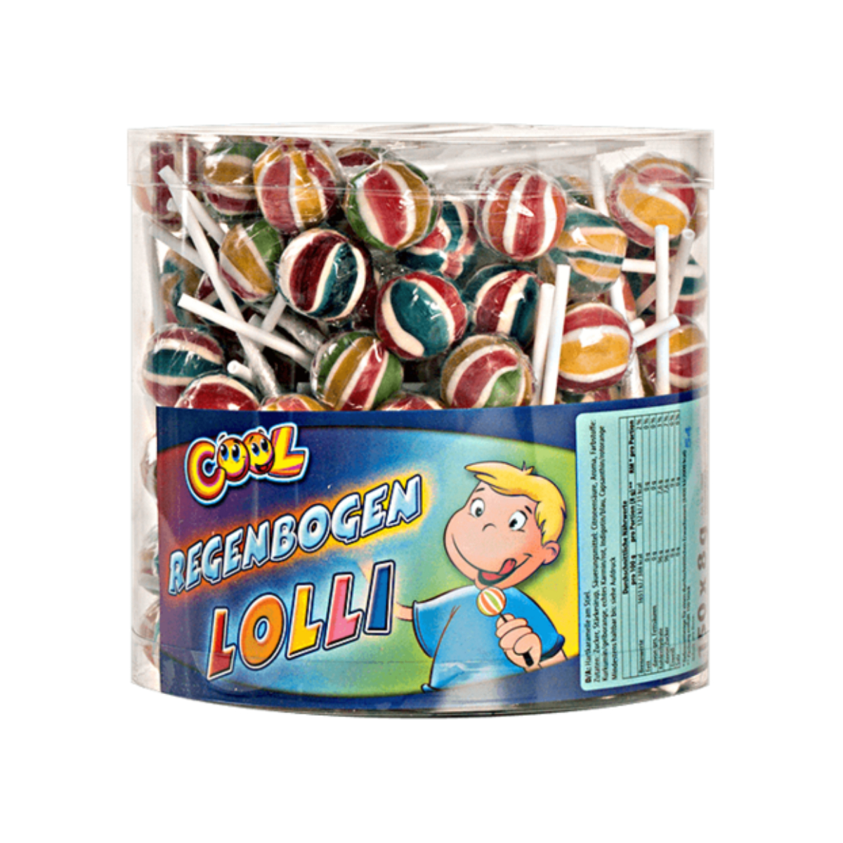 Cool Regenbogen Lolli Dose bunte Lollis für fruchtigen Spaß 840g