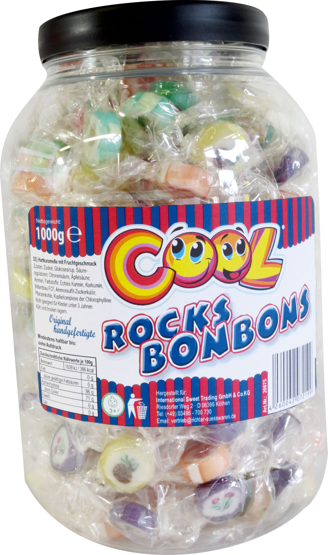 Cool Rocks Bonbons einzeln gewickelte Hartkaramel in der Dose 1000g