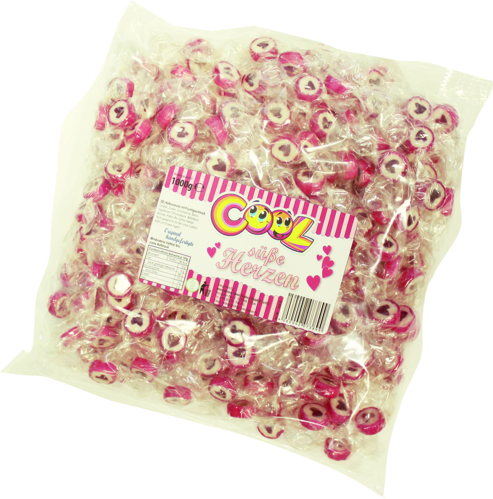 Cool Süße Herzen fruchtige Bonbons Beutel Wurfmaterial 1000g