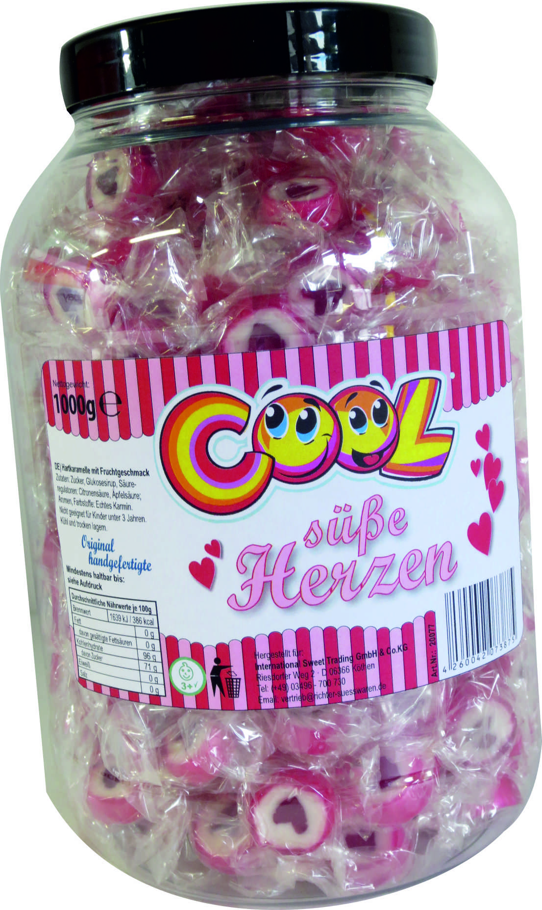 Cool Süße Herzen Rocks Bonbons mit Herzmotiv in Plastikdose 1000g