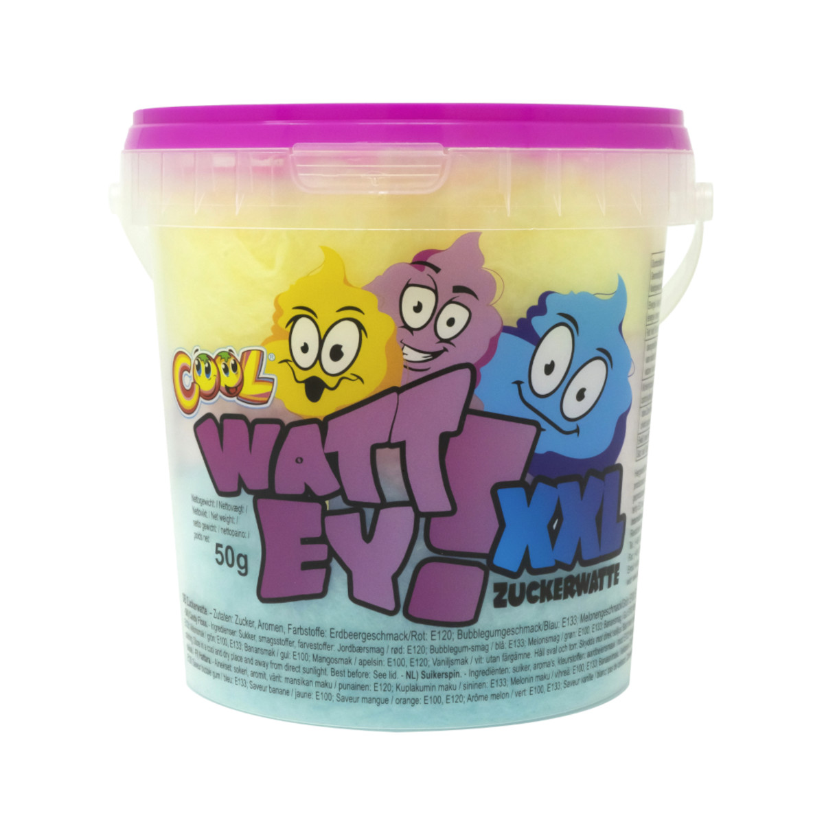Cool Watt Ey! Zuckerwatte im Eimer XXL bunter Zuckerwatte Genuss 50g