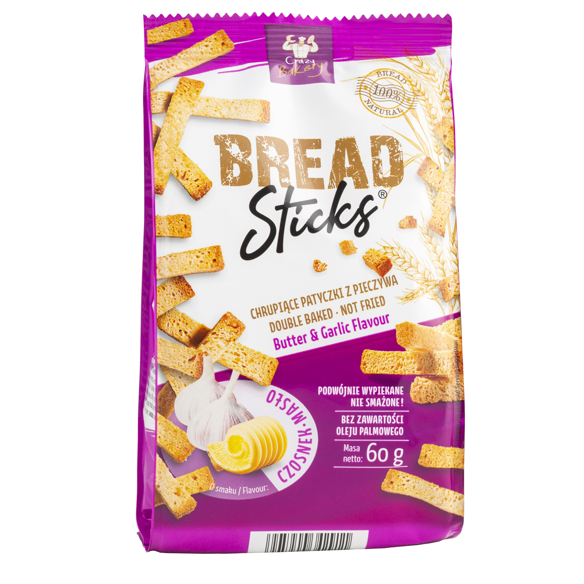 Crazy Bakery Bread Sticks mit dem Knoblauch Butter Geschmack 60g