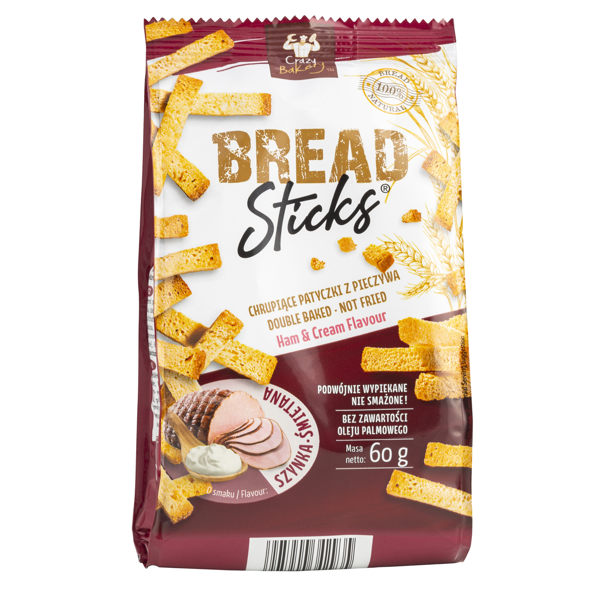 Crazy Bakery Bread Sticks mit dem Schinken Cream Geschmack 60g