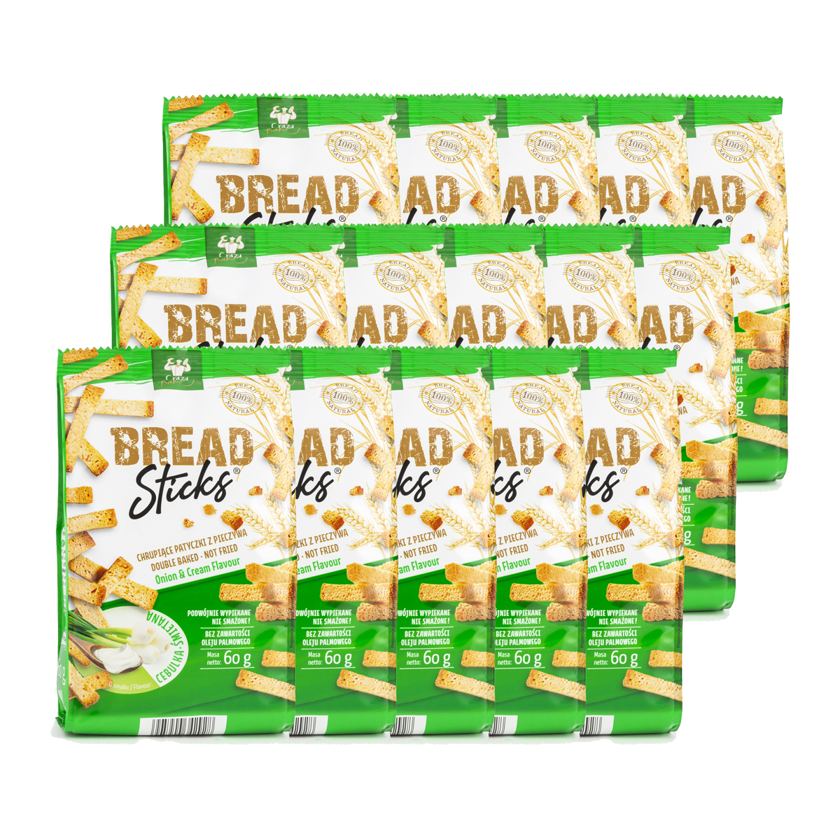 Crazy Bakery Bread Sticks mit den Zwiebel Cream Geschmack 60g 15er