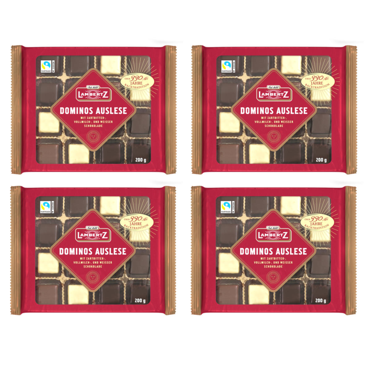 Dominos Auslese Zartbitter Vollmilch Weißeschokolade 200g 4er Pack