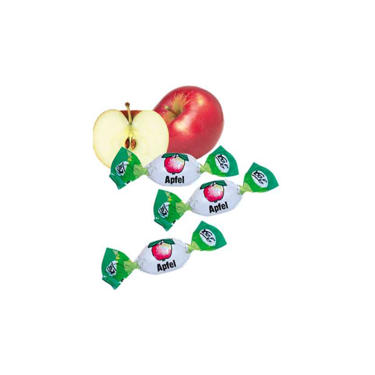 Edel Apfel Bonbons mit flüssiger Apfelfüllung und gewickelt 100g