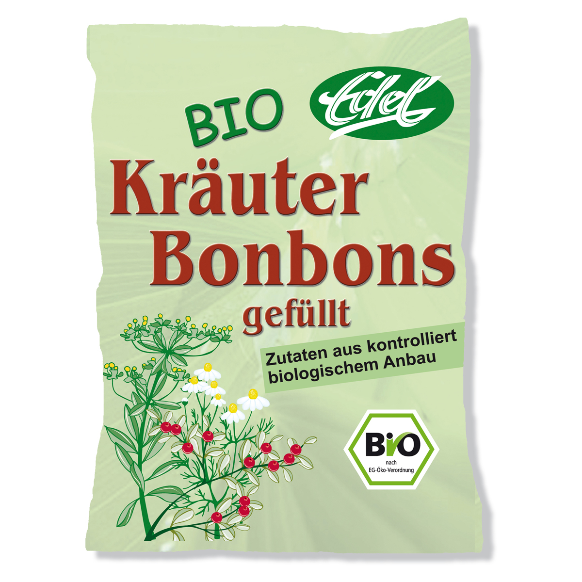 Edel Bio Kräuter Bonbons fein gefüllt und einzeln gewickelt 75g