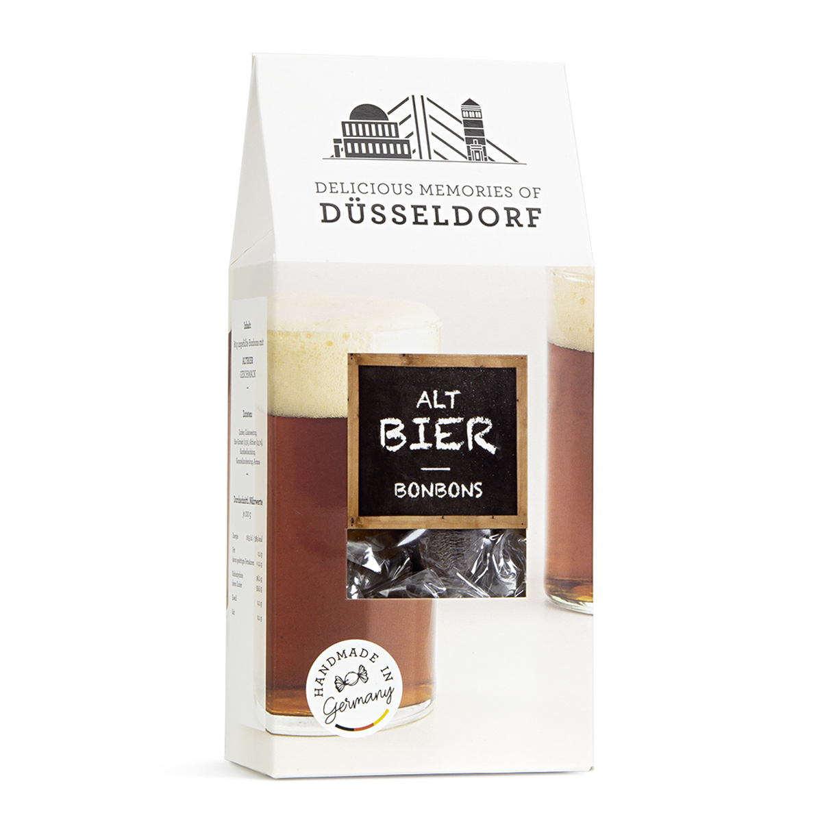 Edel Bonbons mit Altbier Bier Geschmack in einer Giebelbox 80g