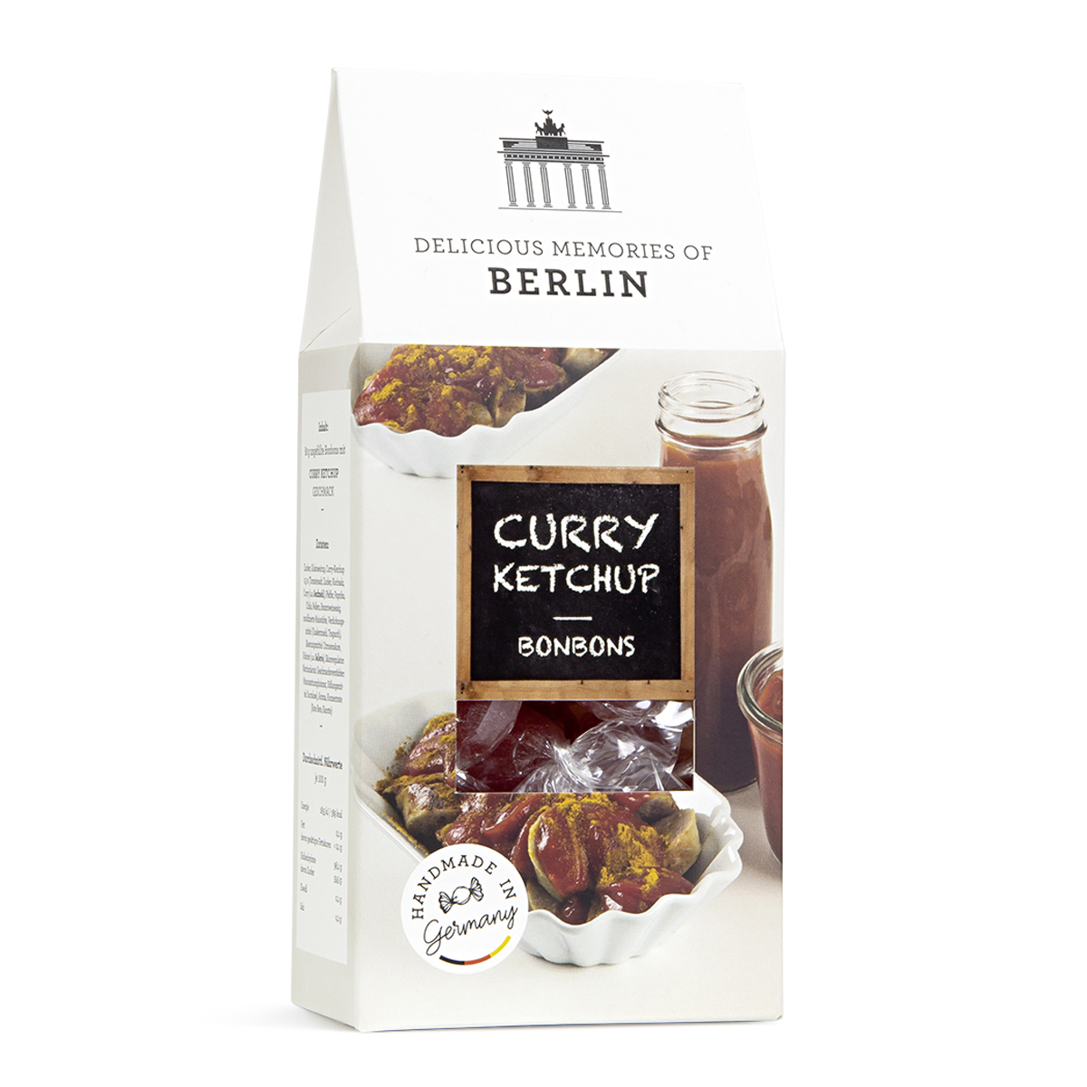 Edel Bonbons mit Curry Ketchup Geschmack in einer Giebelbox 80g