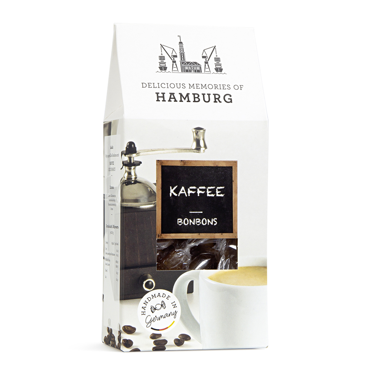 Edel Bonbons mit typischem Kaffee Geschmack in einer Giebelbox 80g