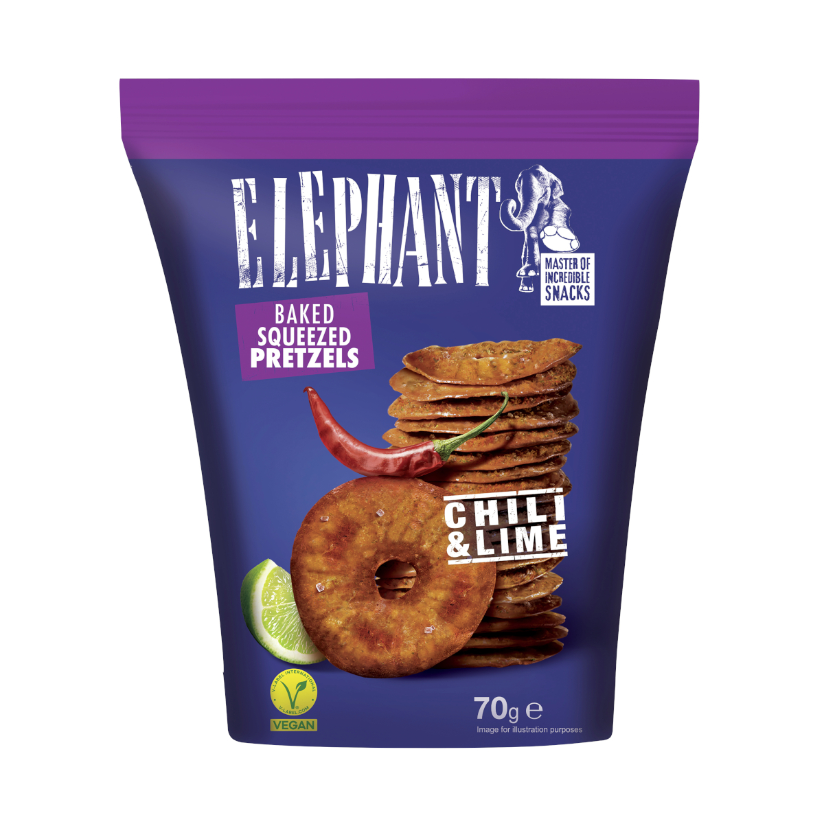 Elephant Pretzels Chili und Limette Laugengebäck Packung 70g