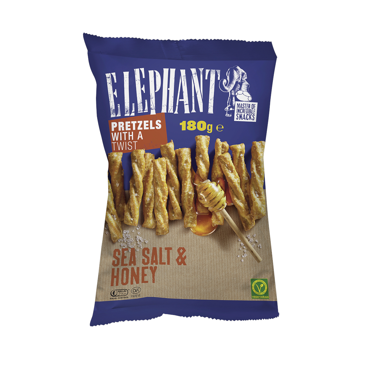 Elephant Twisted Pretzels Honig und Meersalz Packung 180g