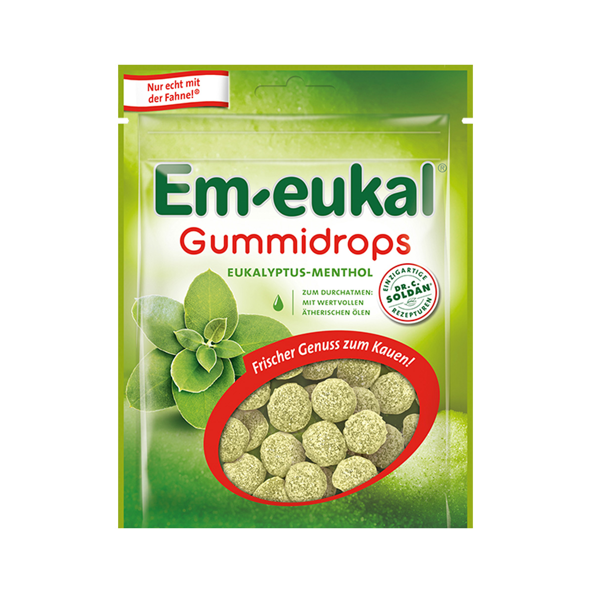 Em eukal Gummidrops Eukalyptus Menthol mit feiner Zuckerkruste 90g