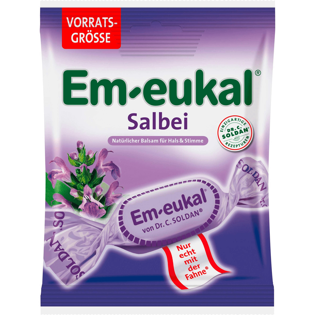 Em eukal Salbeibonbons einzeln gewickelte Hustenbonbons 150g