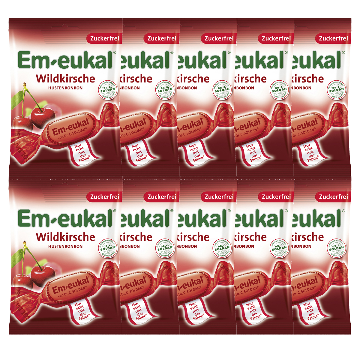 Em eukal Wildkirsche zuckerfreie Hustenbonbons 75g 10er Pack