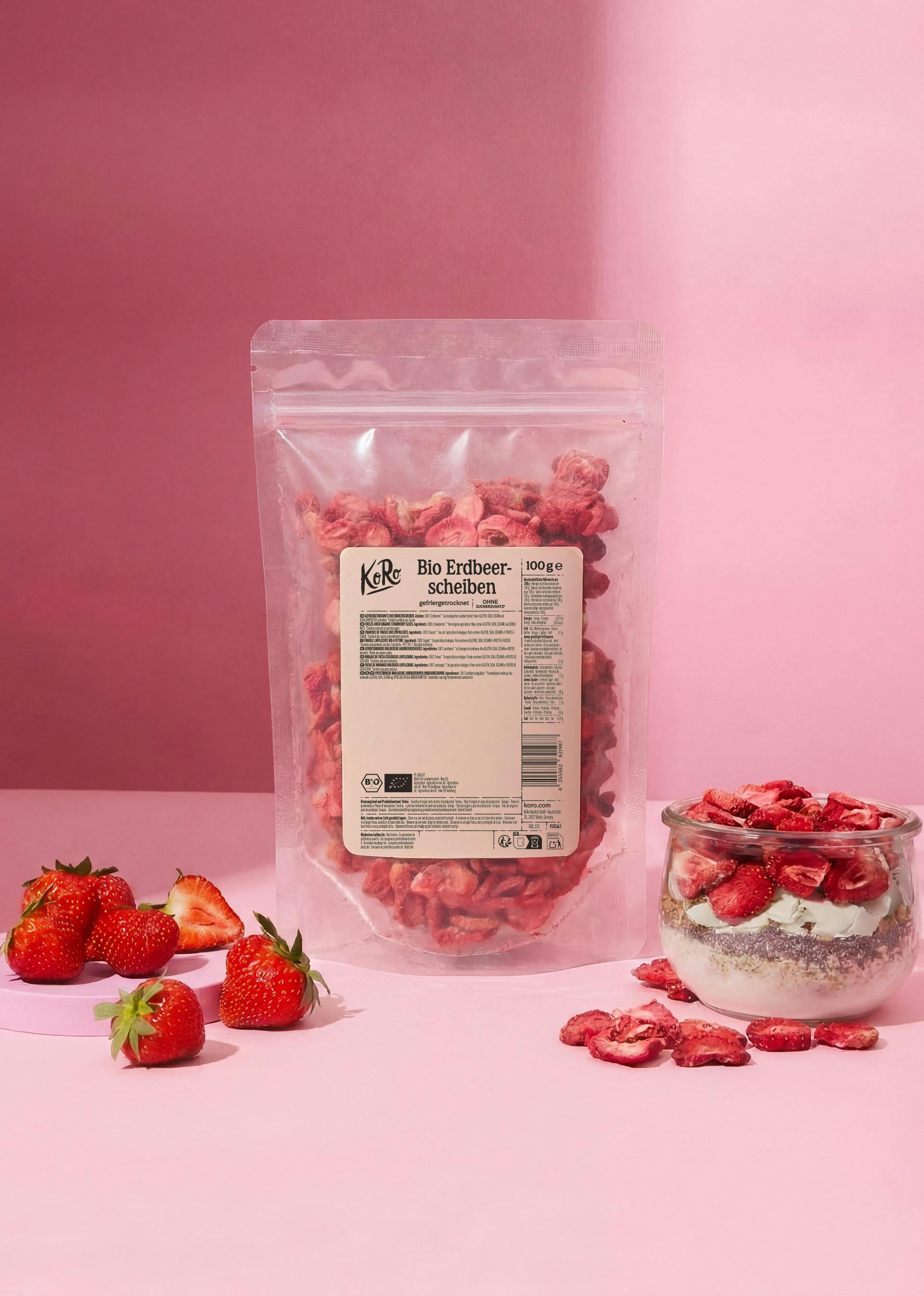 Freeze-dried organic strawberry slices | 100g