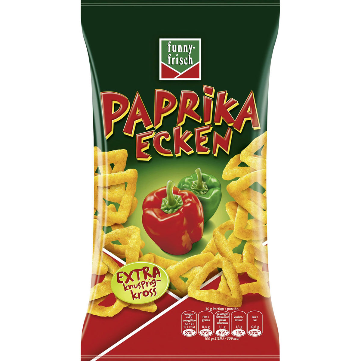 Funny Frisch Paprika Ecken Knusprig würziger Knabberspaß 75g