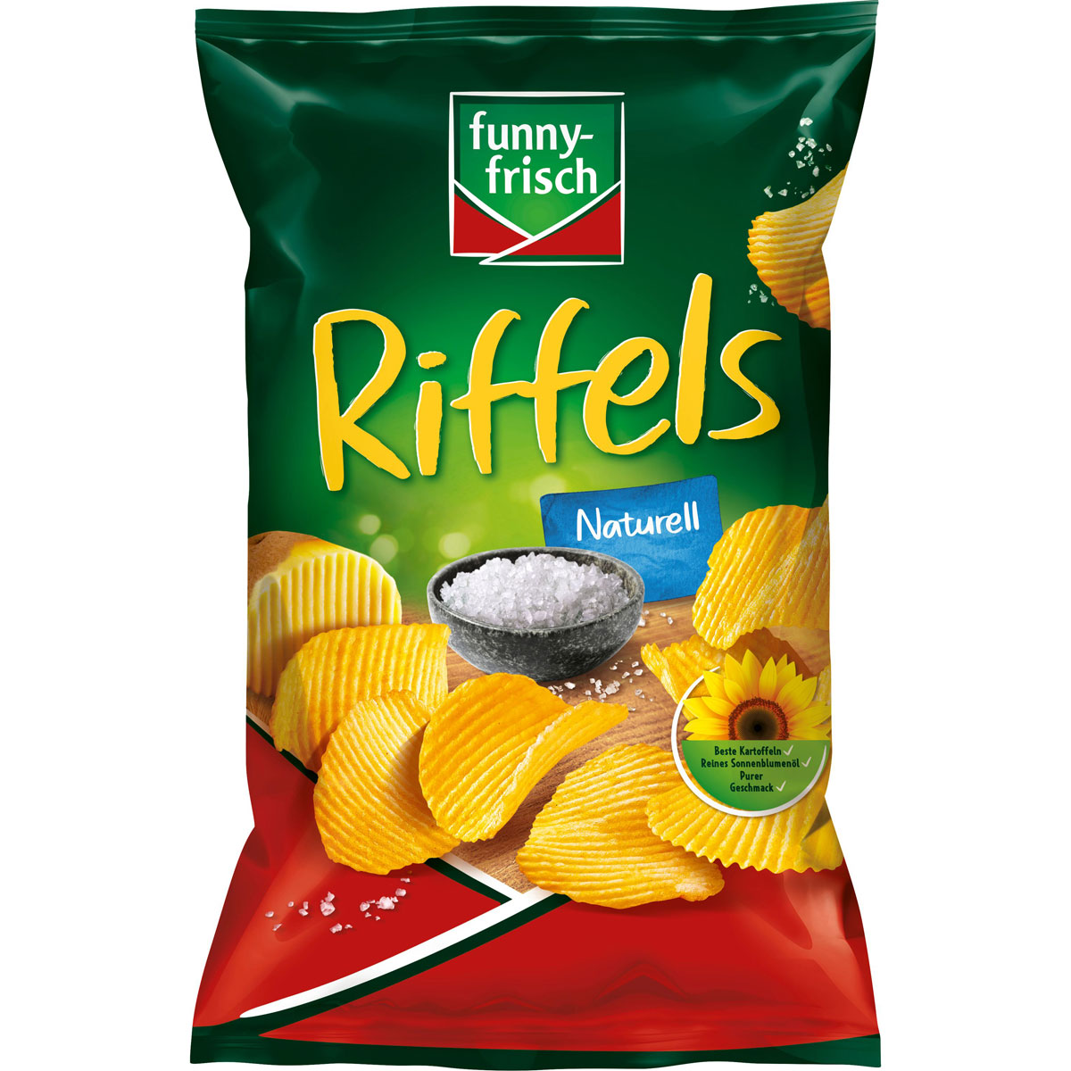 funny frisch Riffles Naturell Kartoffelchips vegetarisch 150g