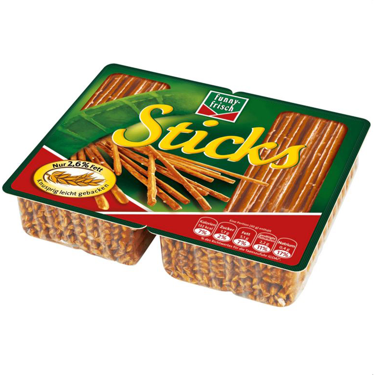 funny frisch Sticks 2 Frischepacks Laugengebäck Stangen 200g