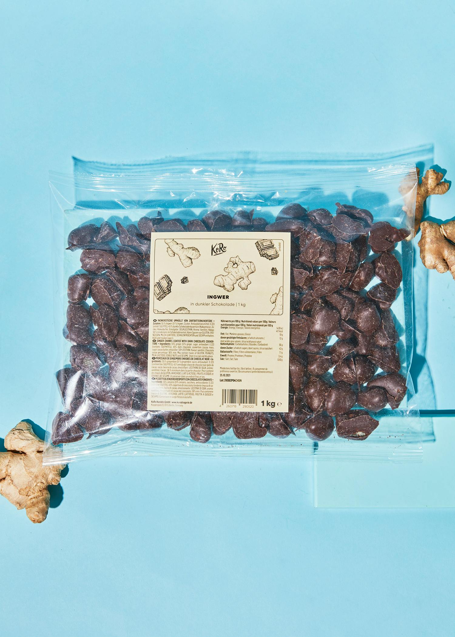 Ginger in dark chocolate 1kg
