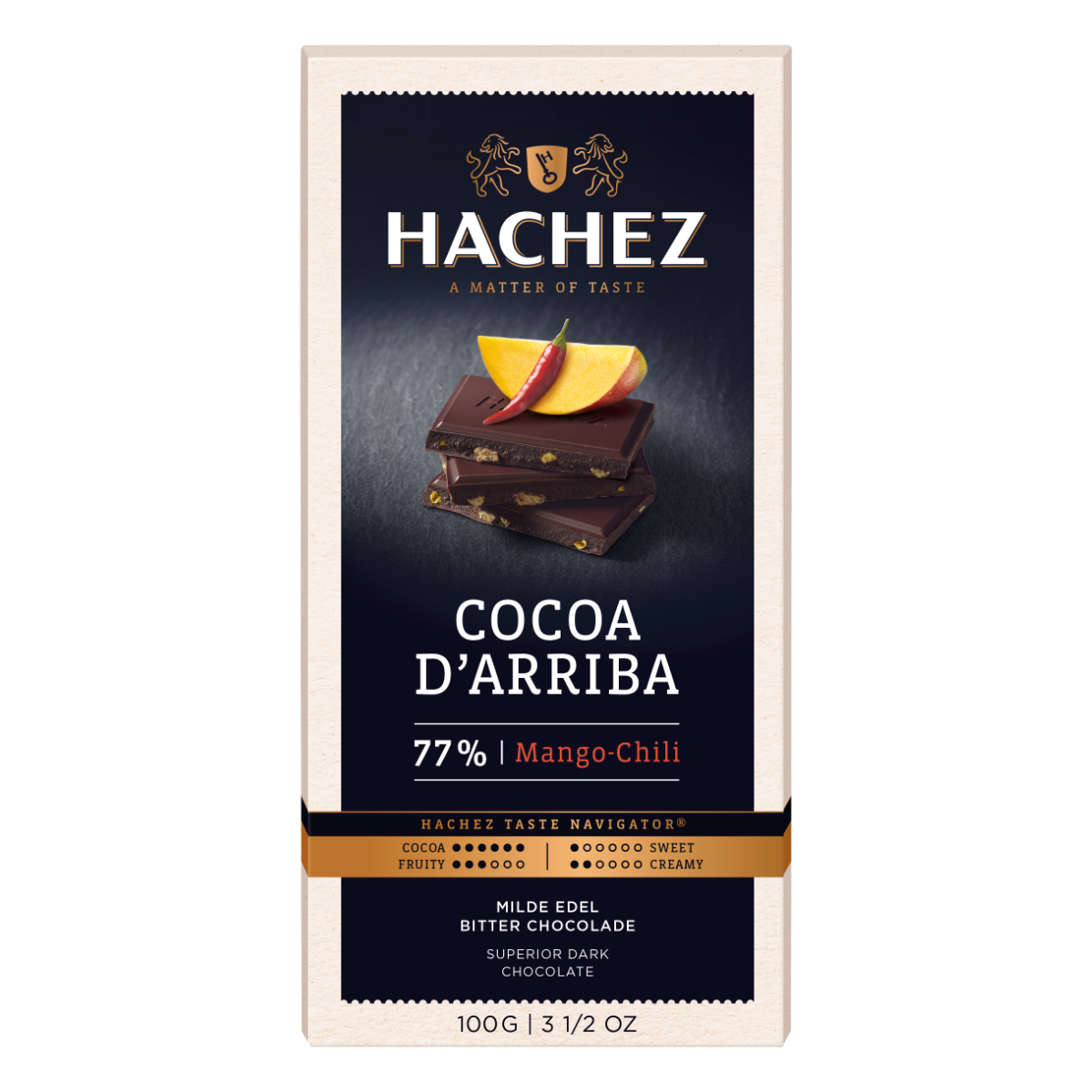 Hachez Cocoa d Arriba Mango Chili Edel Schokoladen Tafel 100g