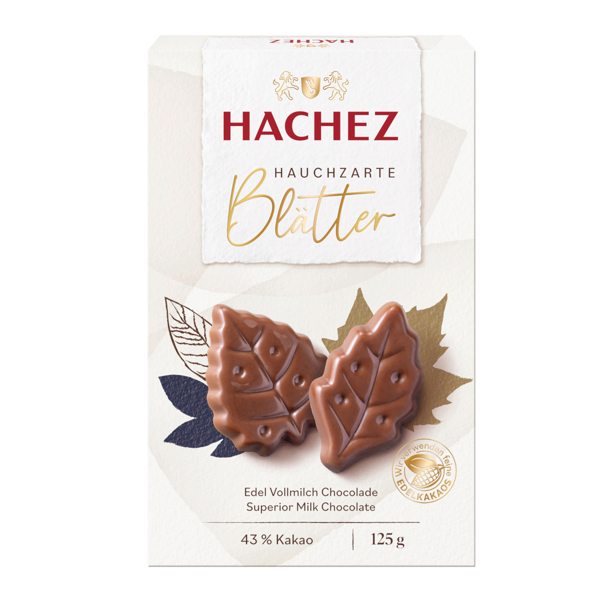 Hachez Hauchzarte Blätter Edel Vollmilchschokolade Packung 125g