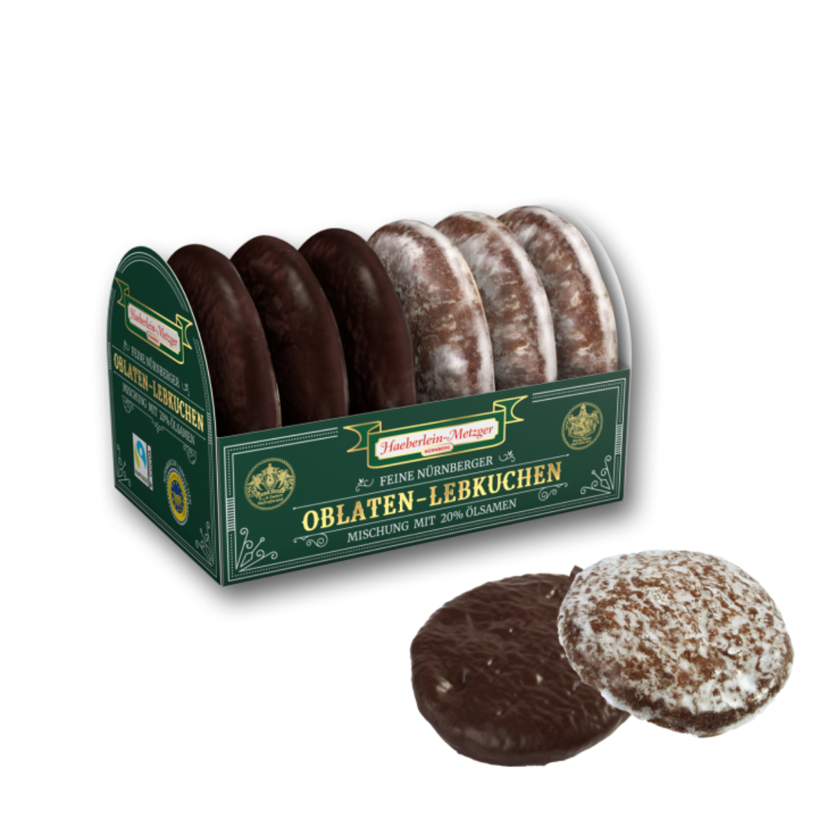 Haeberlein Oblaten Lebkuchen 2fach sortiert glasiert schokoliert 200g
