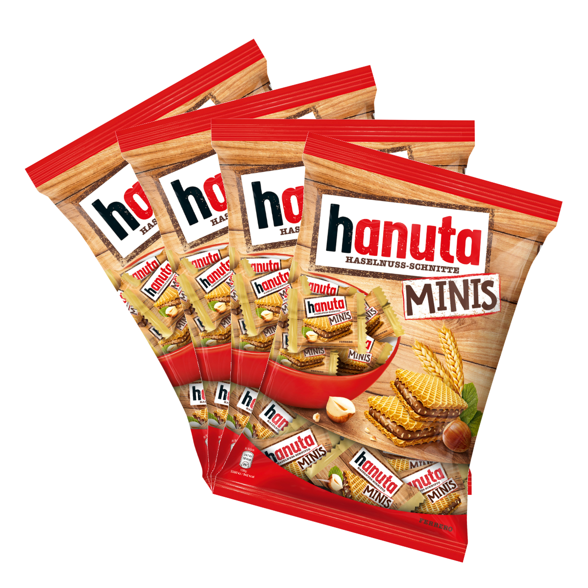 Hanuta Minis einzeln verpackte Mini Haselnuss Schnitte 200g 4er Pack
