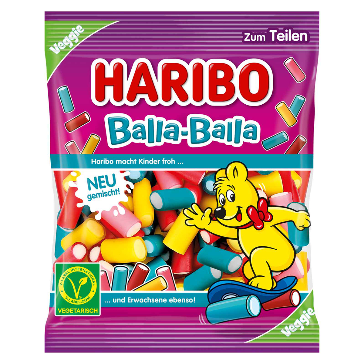 Haribo Balla Balla Konfekt ummantelt von Fruchtgummi veggie 160g