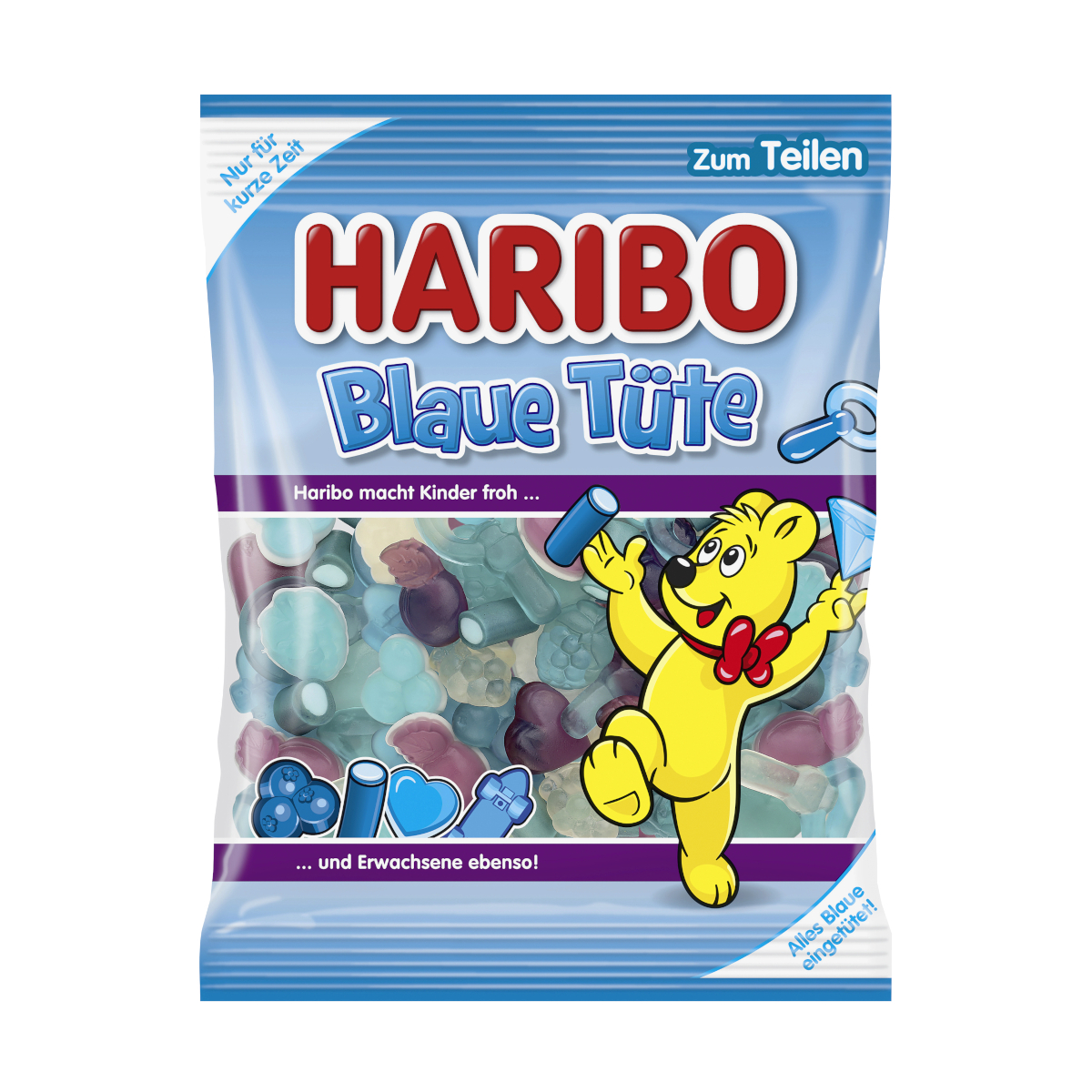 Haribo Blaue Tüte Fruchtgummi mit Schaumzucker Packung 175g