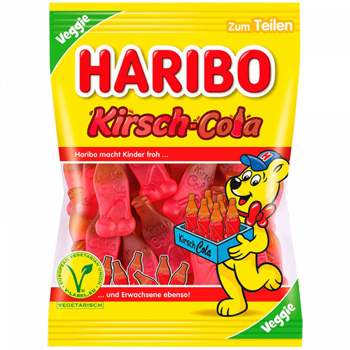 Haribo Kirsch Cola veggie Flaschen mit Kirsch Cola Geschmack 175g