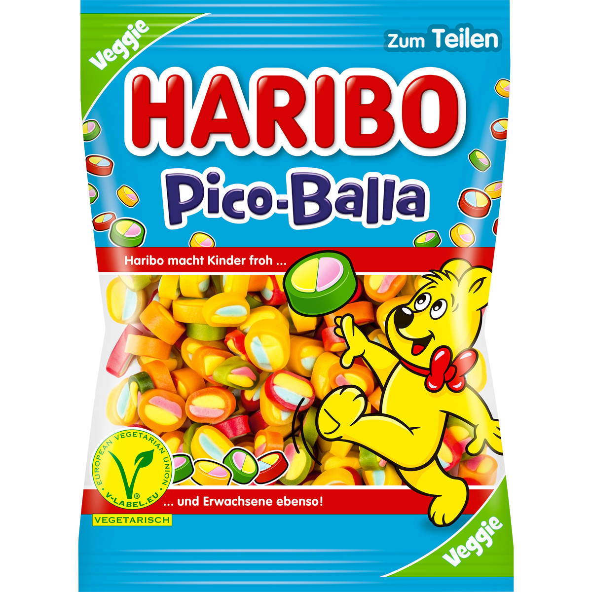 Haribo Pico Balla Fruchtgummi Stücke mit Konfektfüllung Veggie 160g