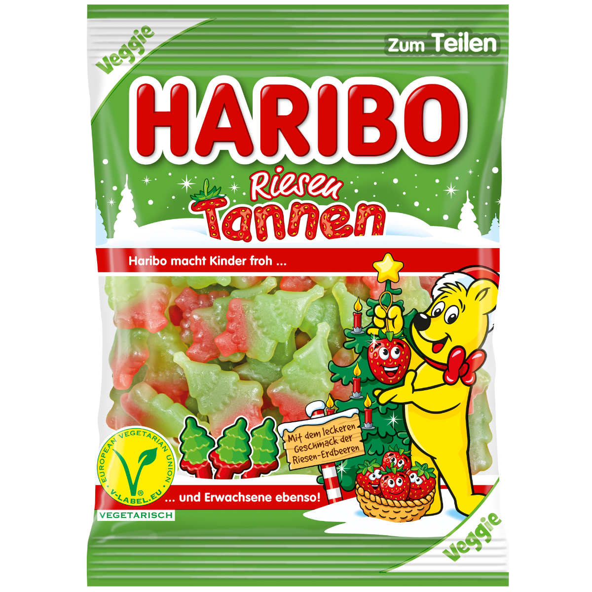 Haribo Riesen Tannen Fruchtgummi mit Erdbeergeschmack veggie 200g