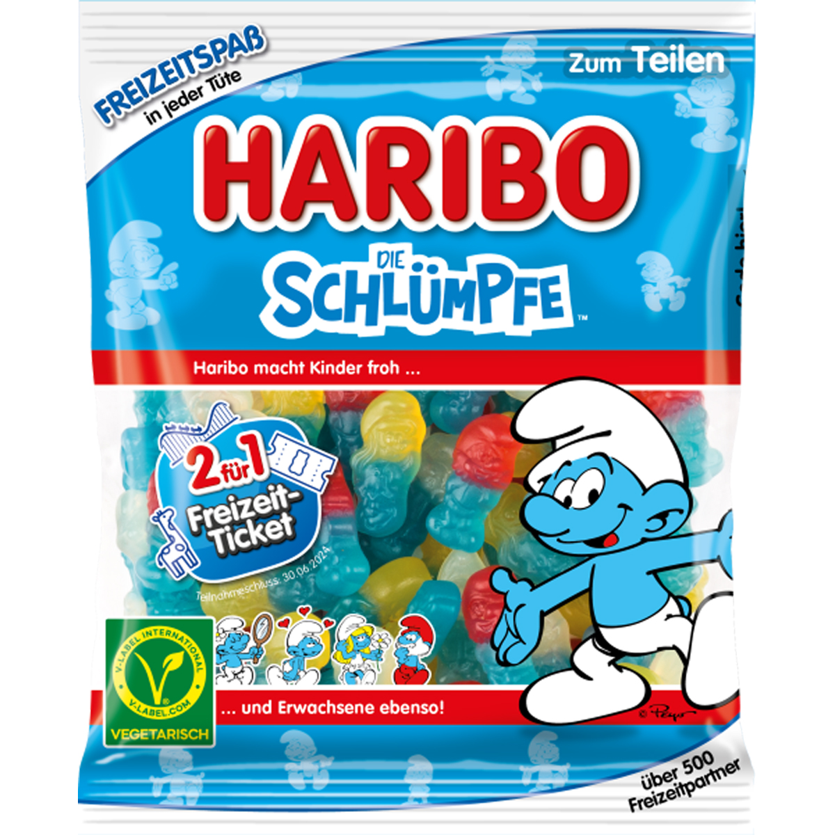 Haribo Schlümpfe Fruchtgummi mit Himbeer und Erdbeergeschmack 175g