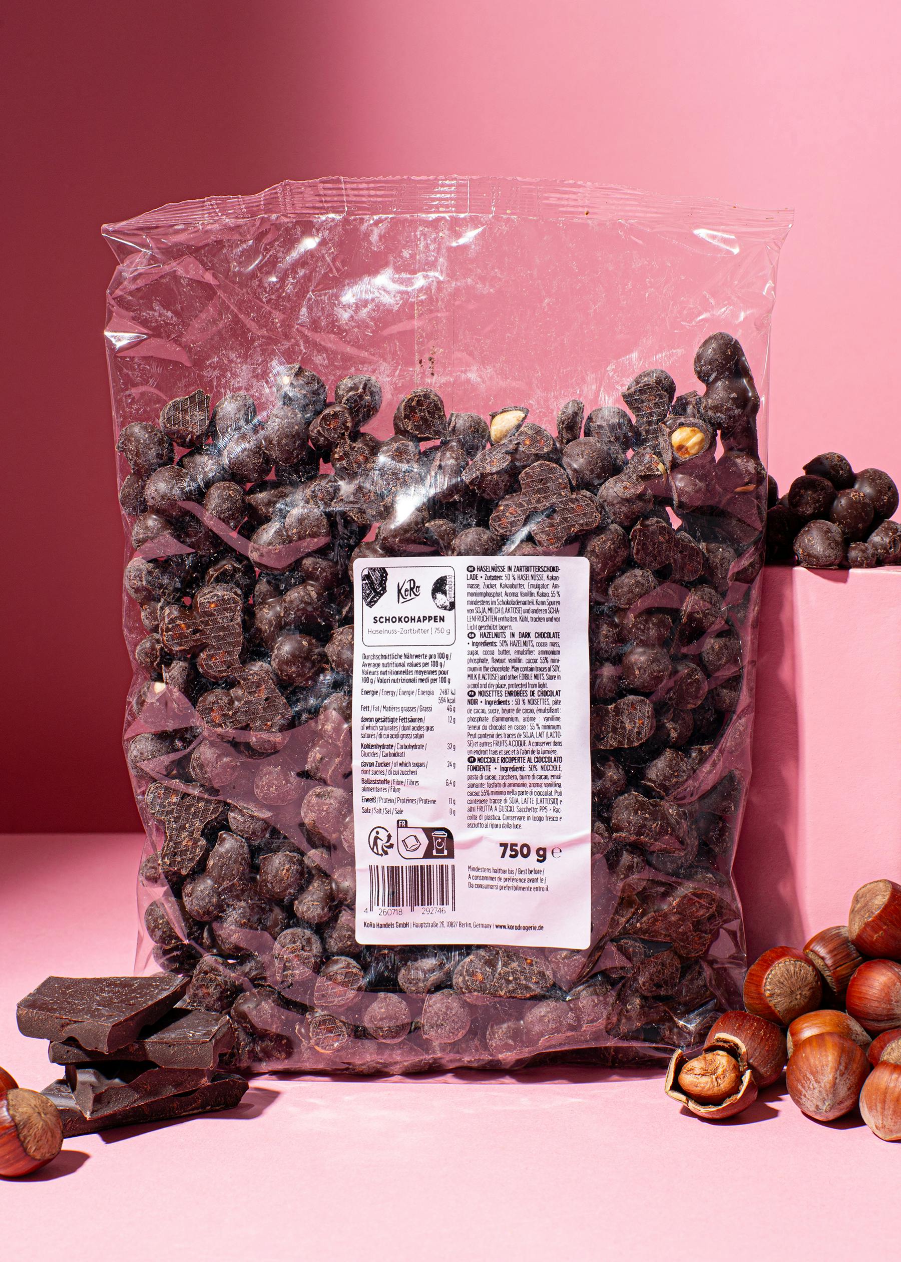 Hazelnut dark chocolate bites 750g
